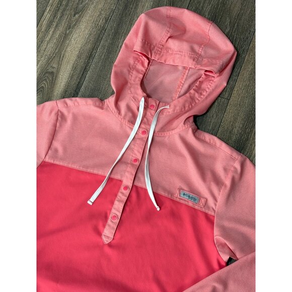 COLUMBIA WOMEN'S TAMIAMI HODDIE CACTUS PINK/KEY WEST SMALL POCKETS LIGHTWEIGHT - Picture 4 of 9